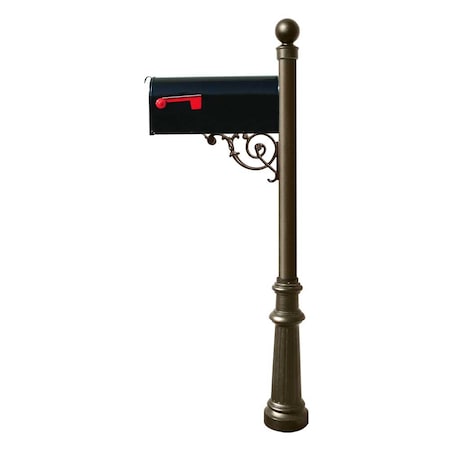 Qualarc Post system w/E1 Economy mailbox, fluted base, ball finial LPST-804-E1-BZ